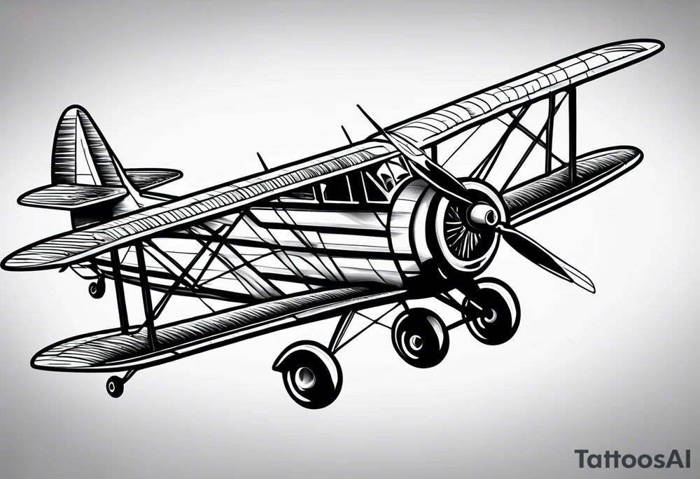 sketch of adventure plane in perspective from the bottom tattoo idea