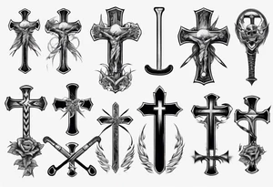 Memorai Hockey stick cross tattoo idea