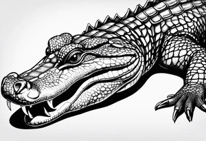 Full body Caiman with tail leg top view tattoo idea