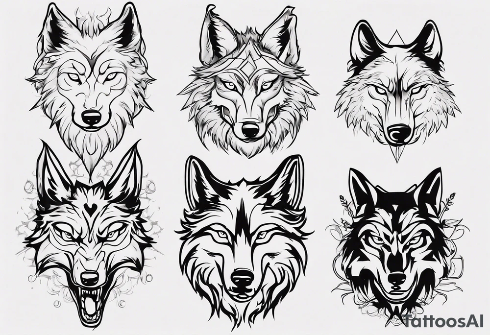 wolf head tattoo idea