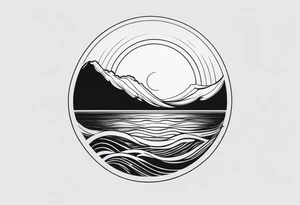 Half sun with water at the bottom tattoo idea