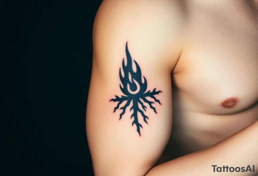 a flame imprisoned in a roots form tattoo idea