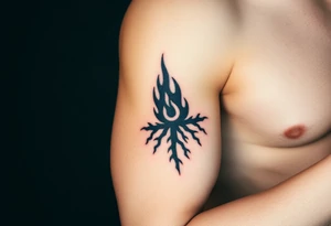 a flame imprisoned in a roots form tattoo idea