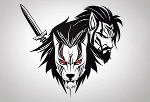 Lobo,espada, runas tattoo idea