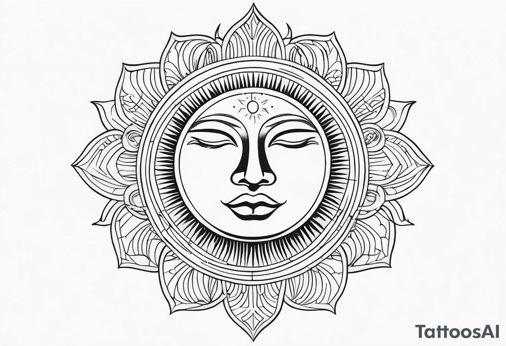 Celestial Sun Face tattoo idea