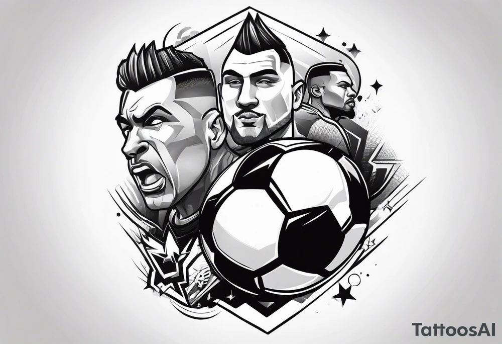 Soccer tattoo caricature to use with a friend tattoo idea