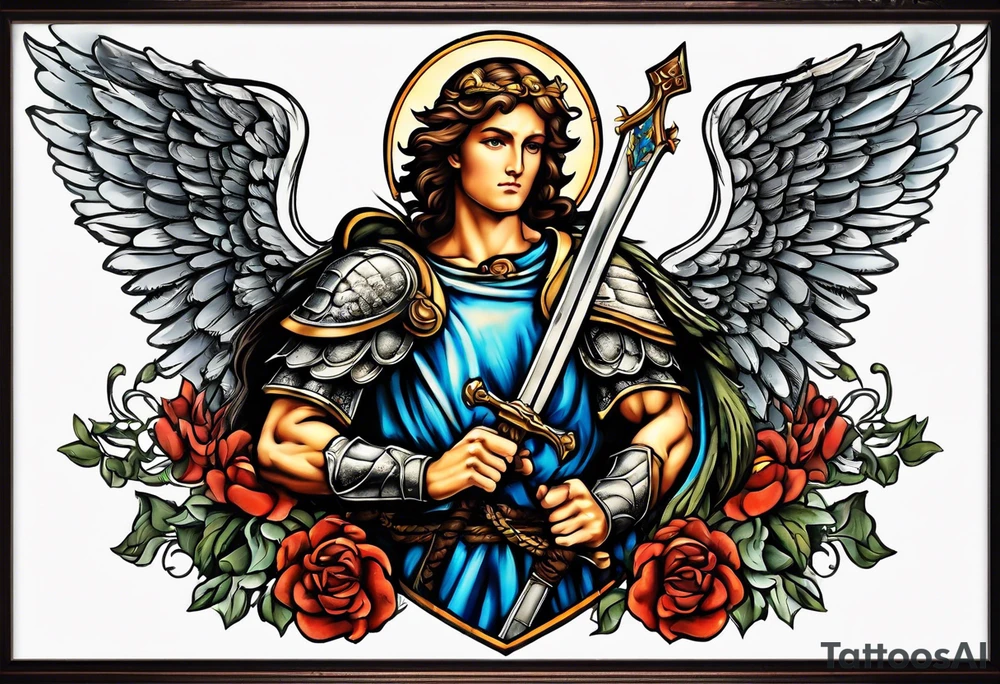 image of st michael the archangel with sword and shieldtattoo tattoo idea