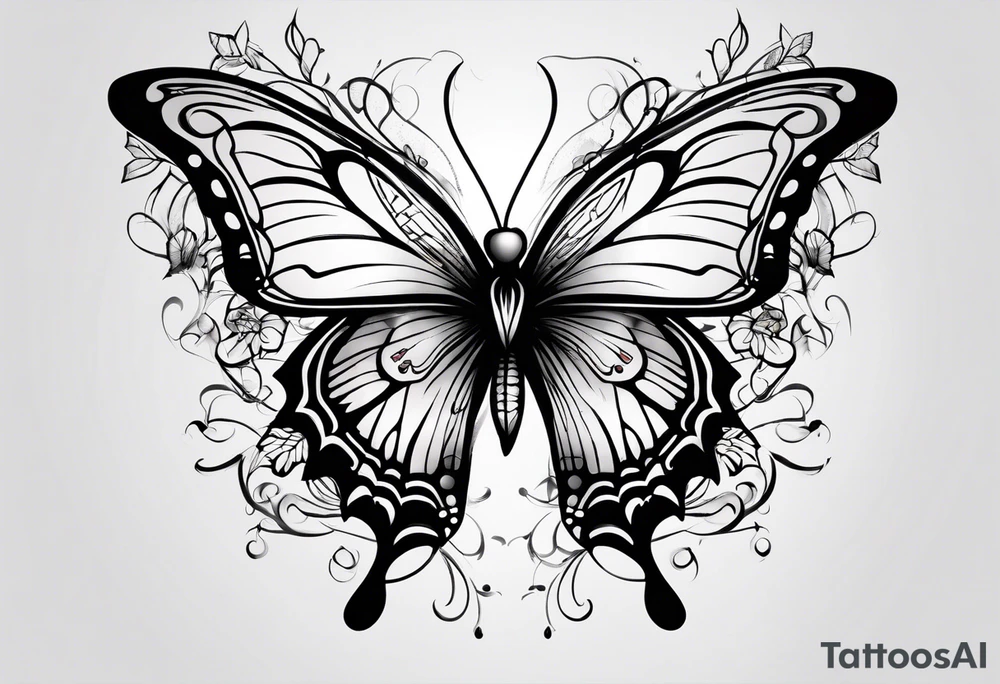 Butterfly with thorns tattoo idea