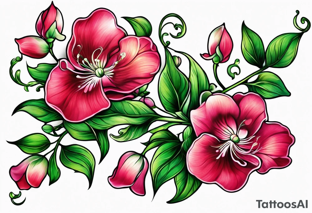 sweet peas vine design tattoo idea