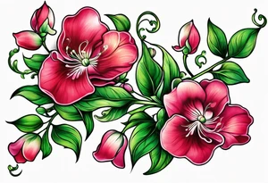 sweet peas vine design tattoo idea