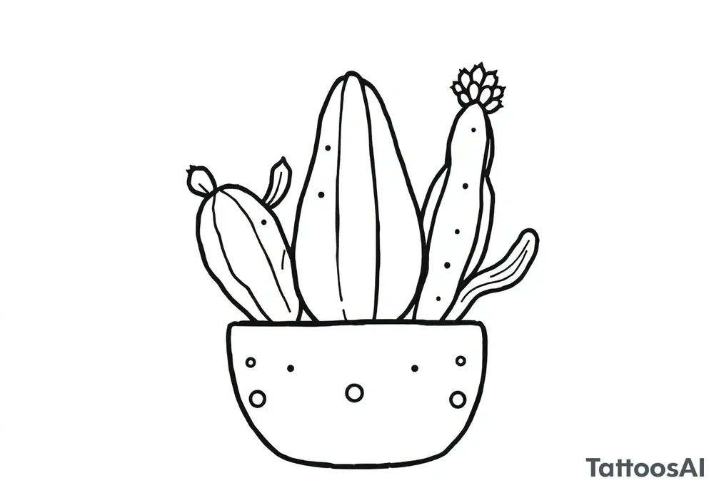 6 unique and Cute cacti in a pot tattoo idea