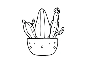 6 unique and Cute cacti in a pot tattoo idea