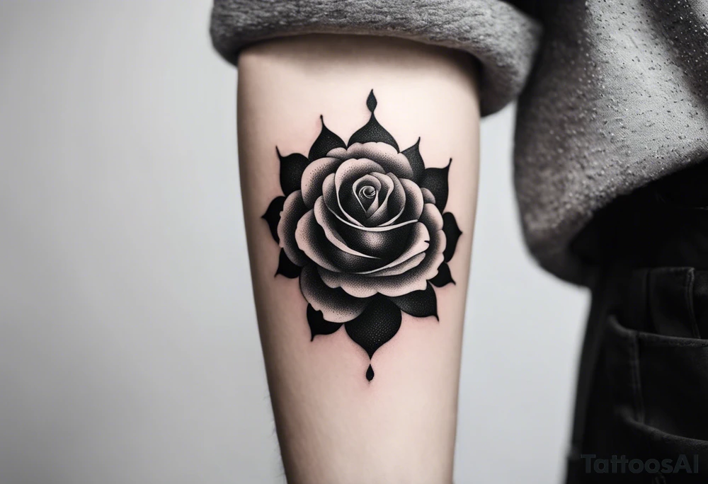 Black rose burning tattoo idea