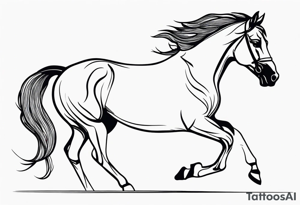 Horse drawn using a single line tattoo idea