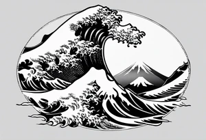 Japanese style based on the wave of Mount Fuji which represents dealing with struggle tattoo idea