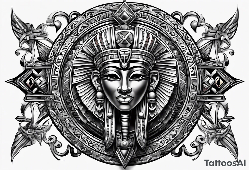 An Egyptian cross that looks like twisted metal tattoo idea
