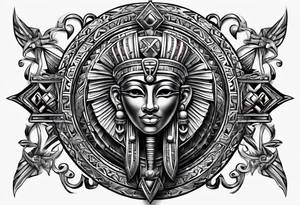 An Egyptian cross that looks like twisted metal tattoo idea