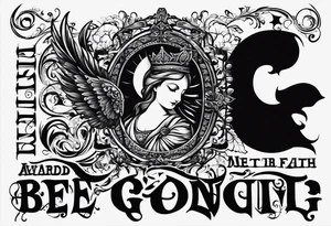 Be on your guard; stand firm in the faith; be courageous; be strong.

Use the words above and the gothic and brush script fonts tattoo idea