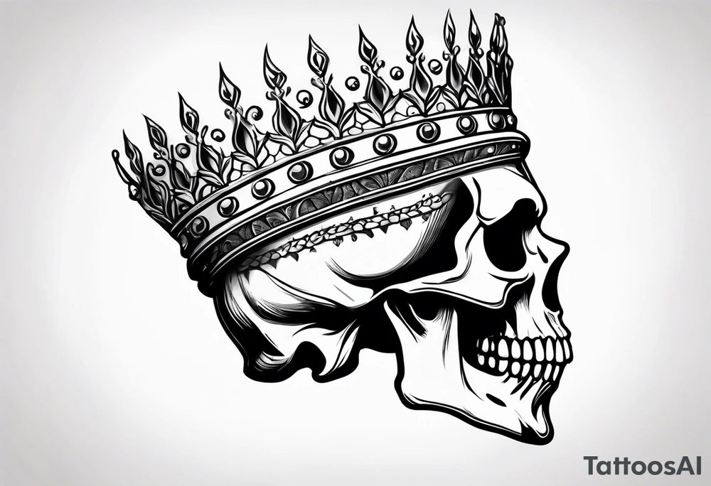 side profile 
skull crown tattoo idea