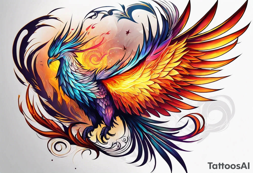 ethereal rising phoenix tattoo idea