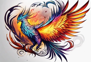 ethereal rising phoenix tattoo idea