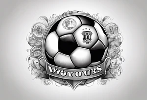 Soccer ball with the world is yours letter tattoo idea