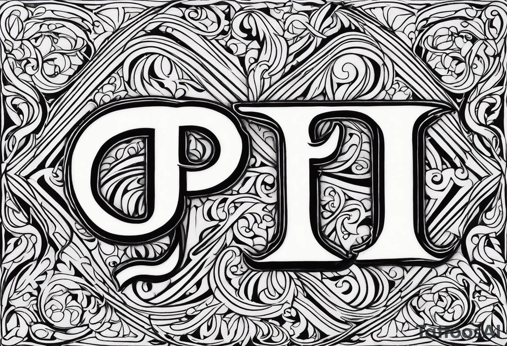 letters  P and I interwoven tattoo art script tattoo idea