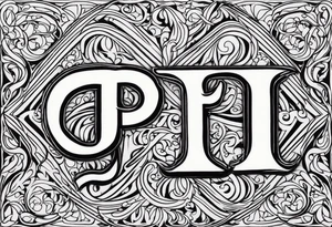 letters  P and I interwoven tattoo art script tattoo idea