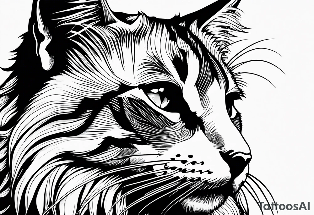 Long hair cat, regal, face tattoo idea