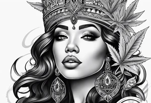 Black Goddess of marijuana tattoo idea