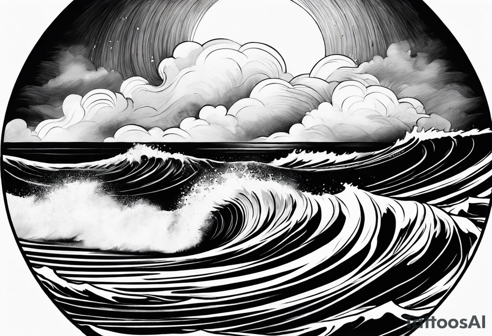 waves;  
"come what may"; outside forearm not an oval tattoo idea