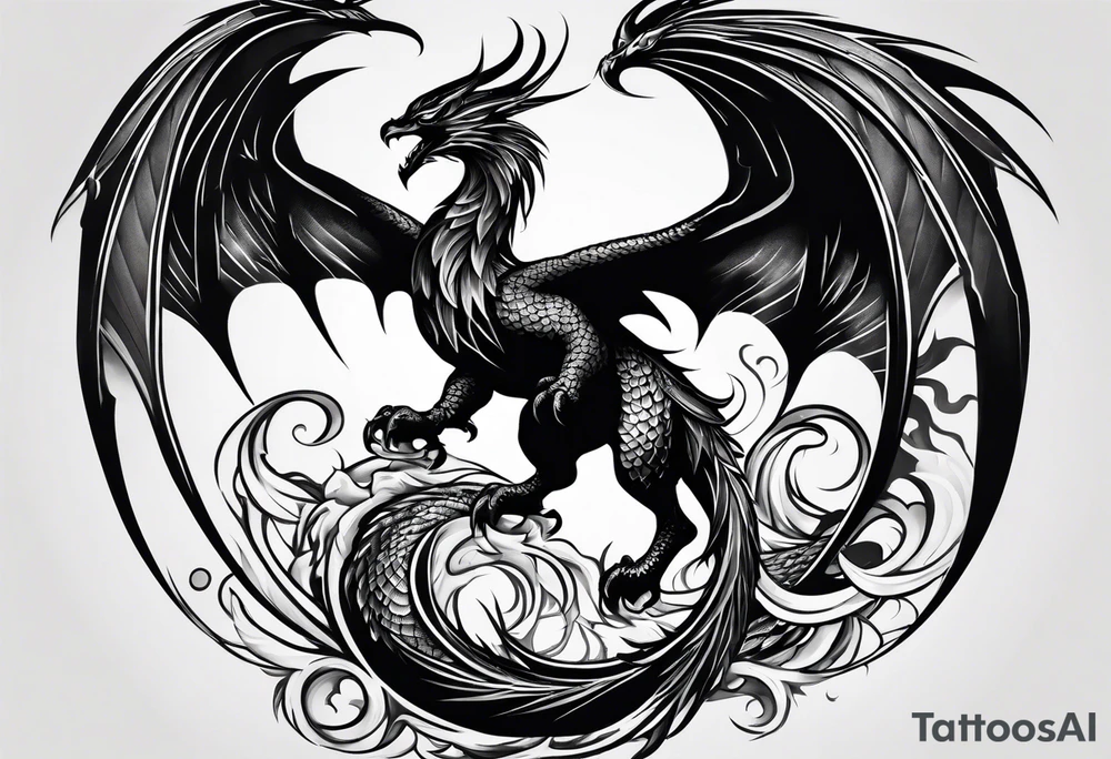 phoenix fighting a 
 dragon tattoo idea