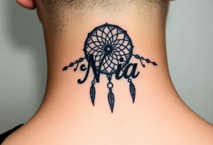 Name Nia in a dreamcatcher faded tattoo idea