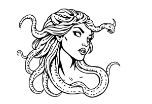 Scary Greek female god medusa with snake hairs tattoo idea