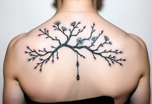 jacaranda tree branches  without flowers with lace drop embellishment feminine tattoo idea