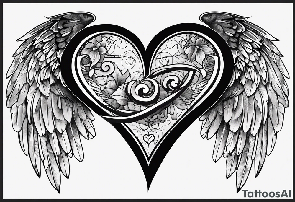 A heart in the form of the number 22 with wings tattoo idea
