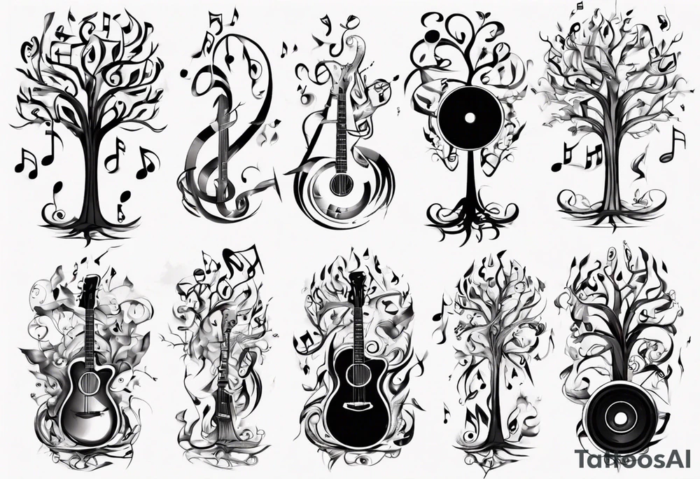 music speaker note tree stave notes tattoo idea