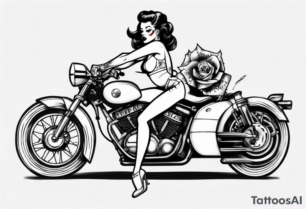 pinup doll riding a motorcycle tattoo idea