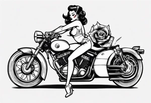 pinup doll riding a motorcycle tattoo idea