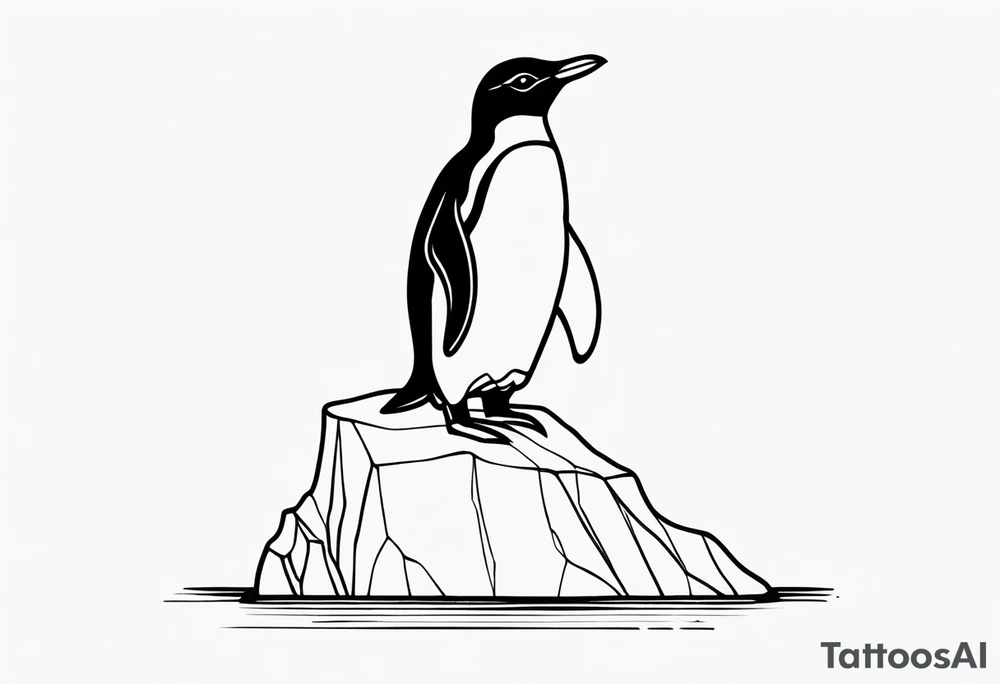 penguin standing on small iceburg tattoo idea