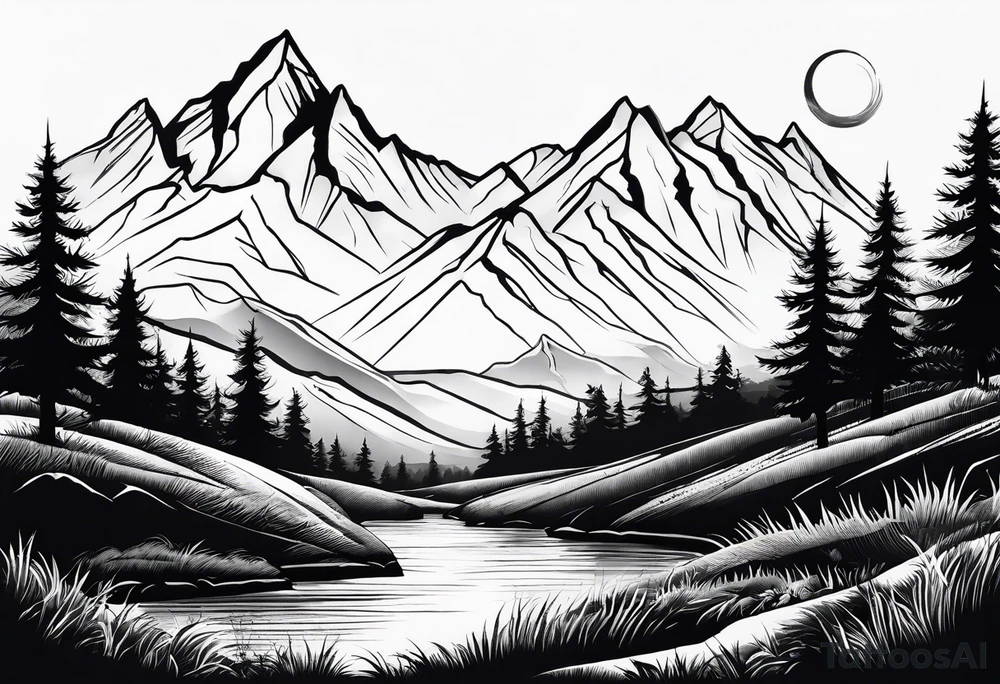 Mountain range silhouette chic tattoo idea