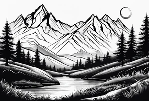 Mountain range silhouette chic tattoo idea