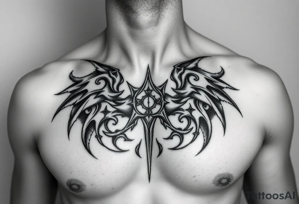 A chest tattoo of the mark of shame from halo tattoo idea