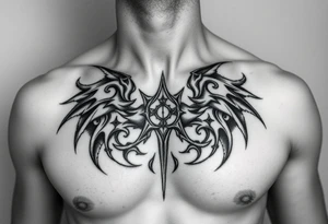 A chest tattoo of the mark of shame from halo tattoo idea