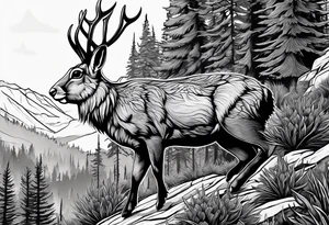 jackelope  mountain forest tattoo idea