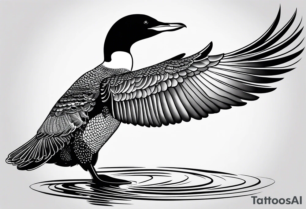A loon with its wings spread tattoo idea