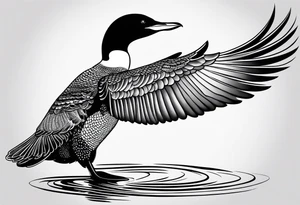 A loon with its wings spread tattoo idea