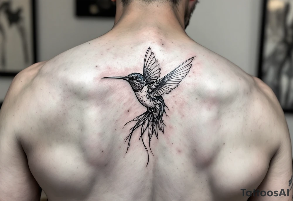 Hummingbird and lines for hips tattoo idea