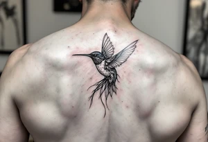 Hummingbird and lines for hips tattoo idea