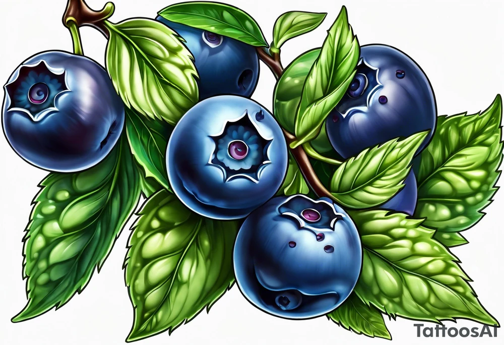 3 blueberries with a leaf tattoo idea